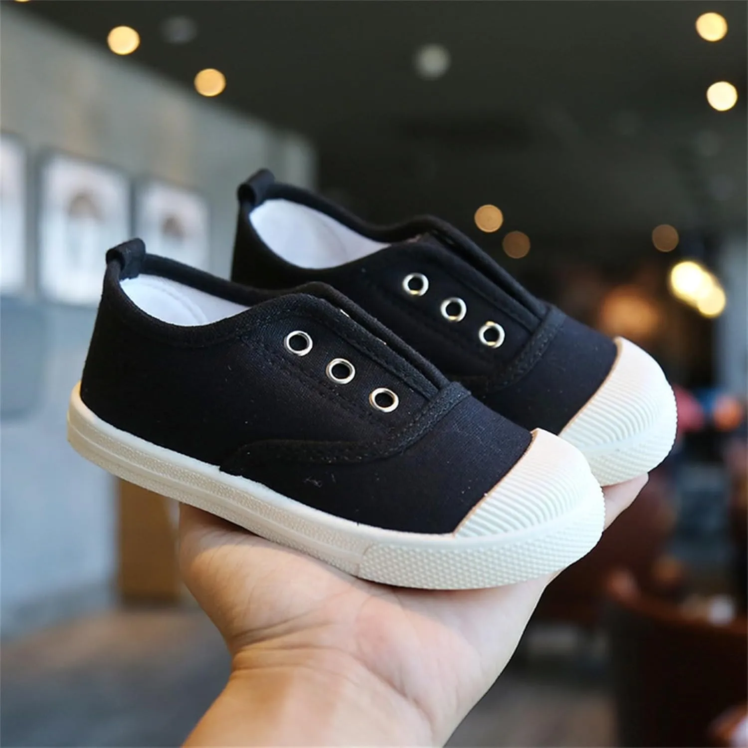 1 to 9 Years Boy Girl Slip On Canvas Sneaker, Kids Low Top Casual Fashion Shoes, Comfy Lace-Up Walking Shoes