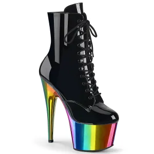 ADORE-1020RC Pleaser Black/Rainbow Chrome Sexy Platform Shoes (Pole Dancing Heels)