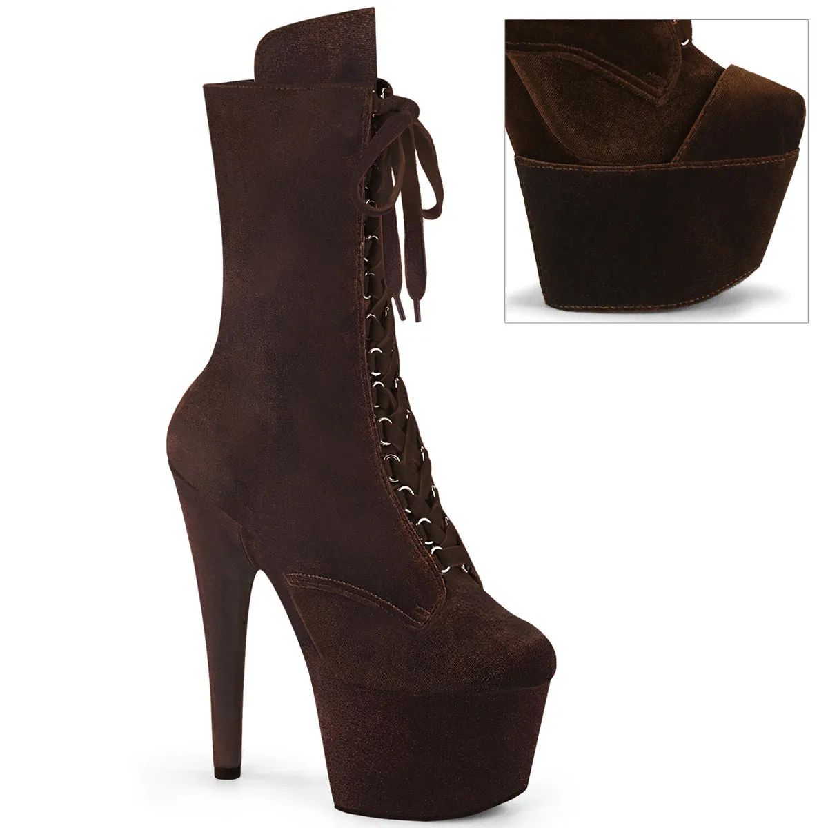 ADORE-1045VEL Pleaser Brown Velvet Sexy Platform Shoes (Pole Dancing Heels)