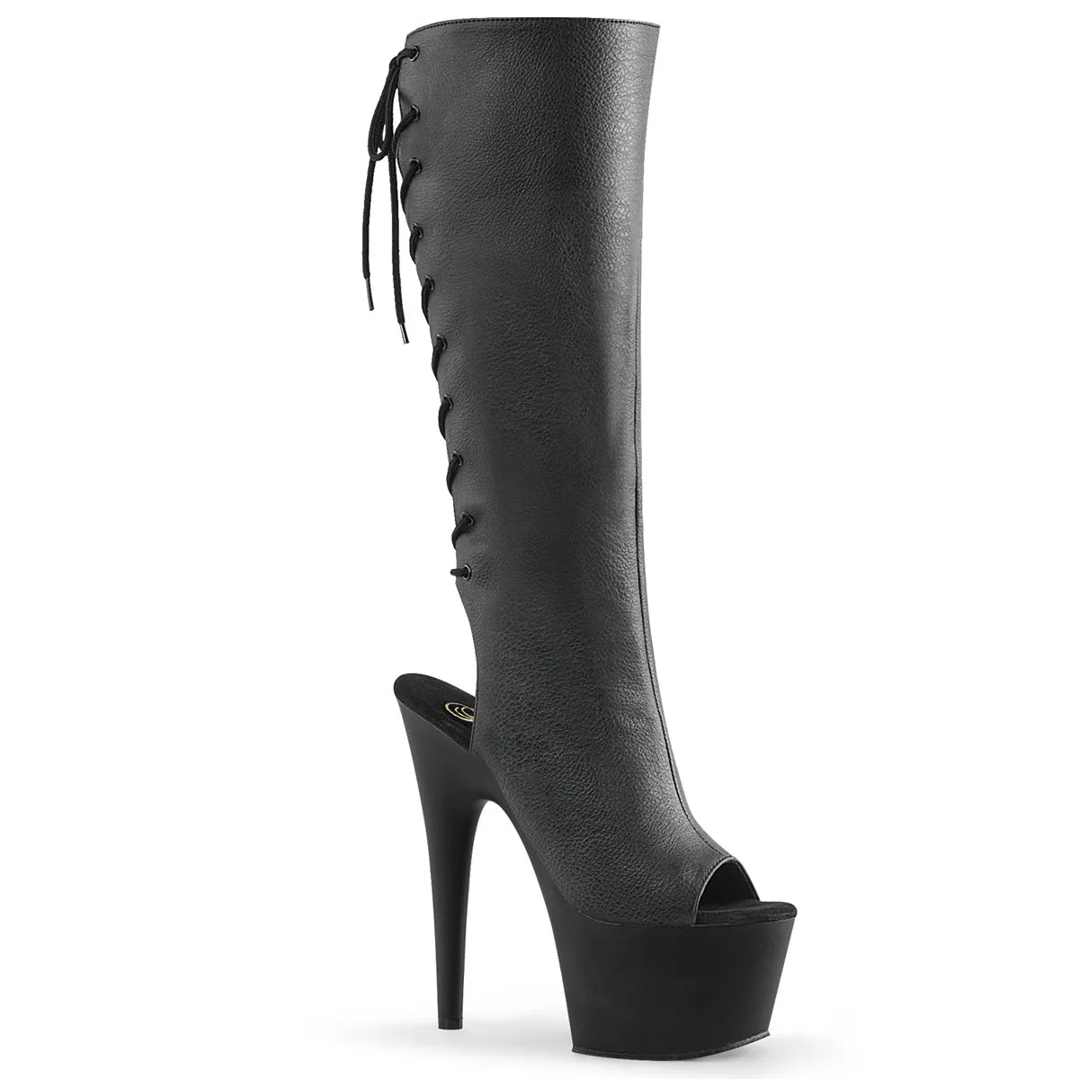 ADORE-2018 Pleasers 7 Inch Heel Black Pole Dancer Knee High Boots