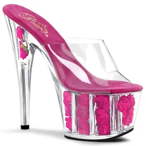 ADORE-701FL Pleaser Clear/Hot Pink Flowe Sexy Platform Shoes (Pole Dancing Heels)