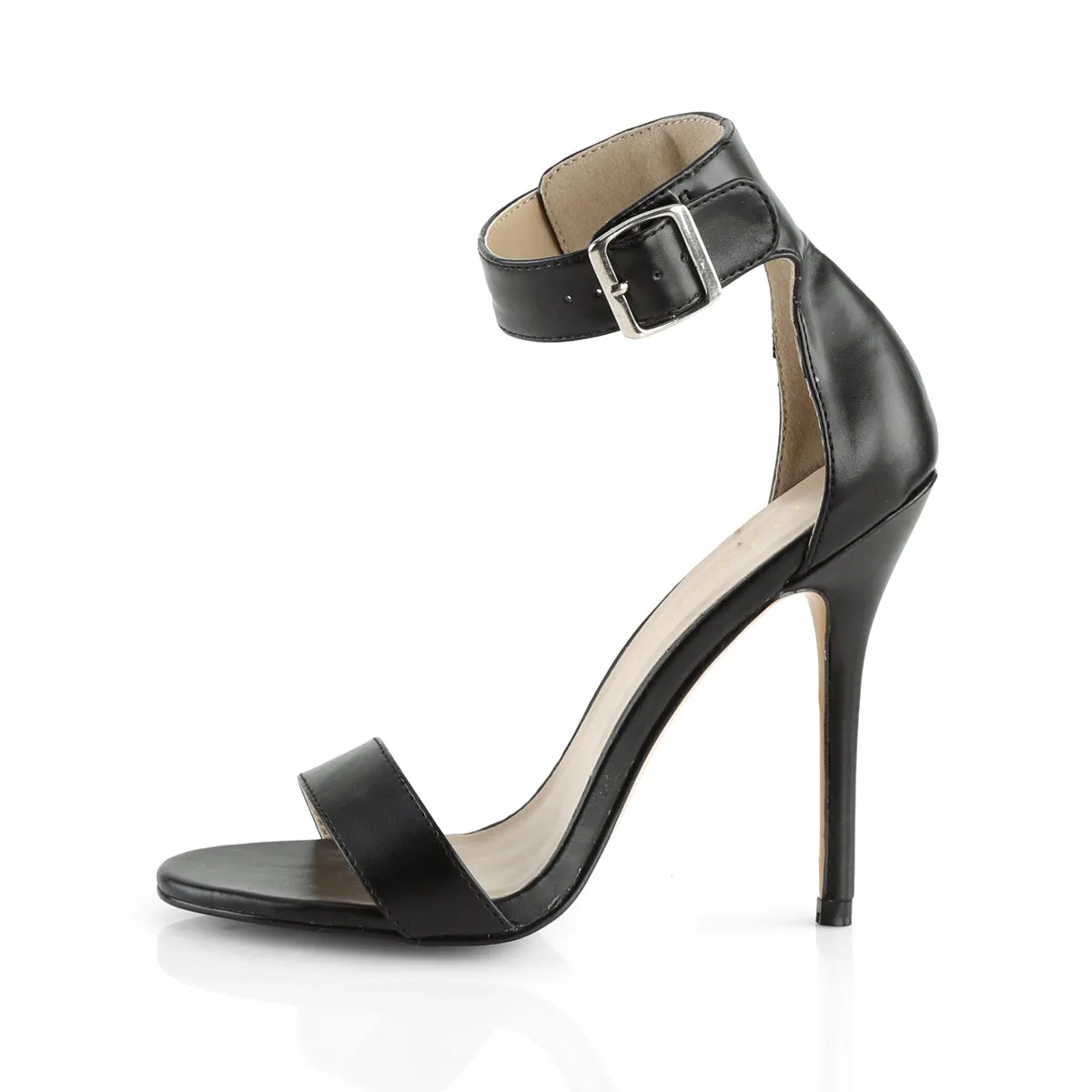 AMUSE-10 Pleaser Black PU Sexy Single Sole Shoes (Fetish Footwear)