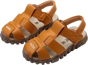 Baby Girls Boys Sandals Slip On Children's Kids Beach Flats Shoes Soft Sole Toe Crash Roman Sandals Comfort Shoes J-355 Yellow 11