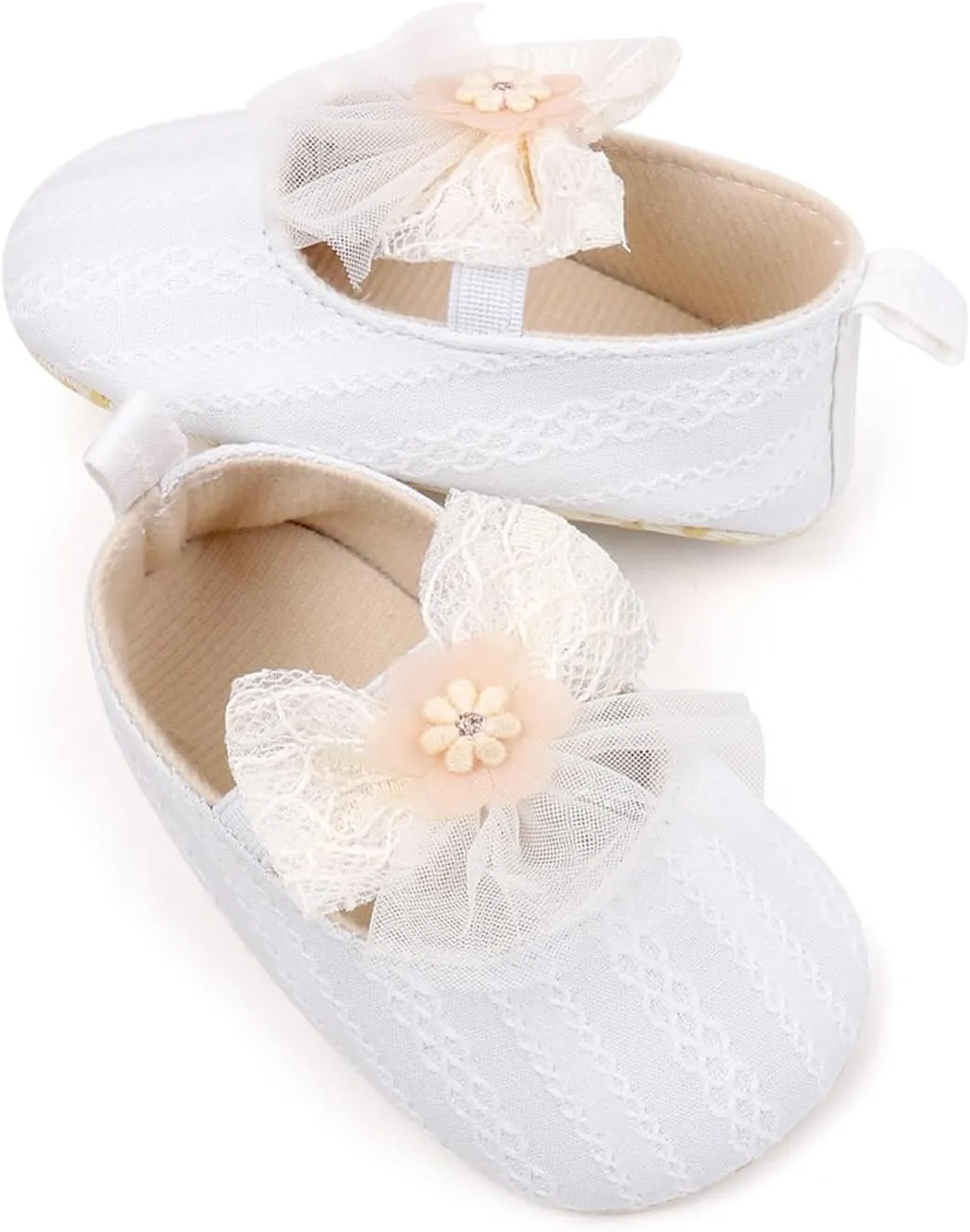 Baby Infant Canvas Sandals Bow Lace Strap Closed Toe Ankle Shoes Wedding Formal Newborn Princess Shoes Flat Non Slip