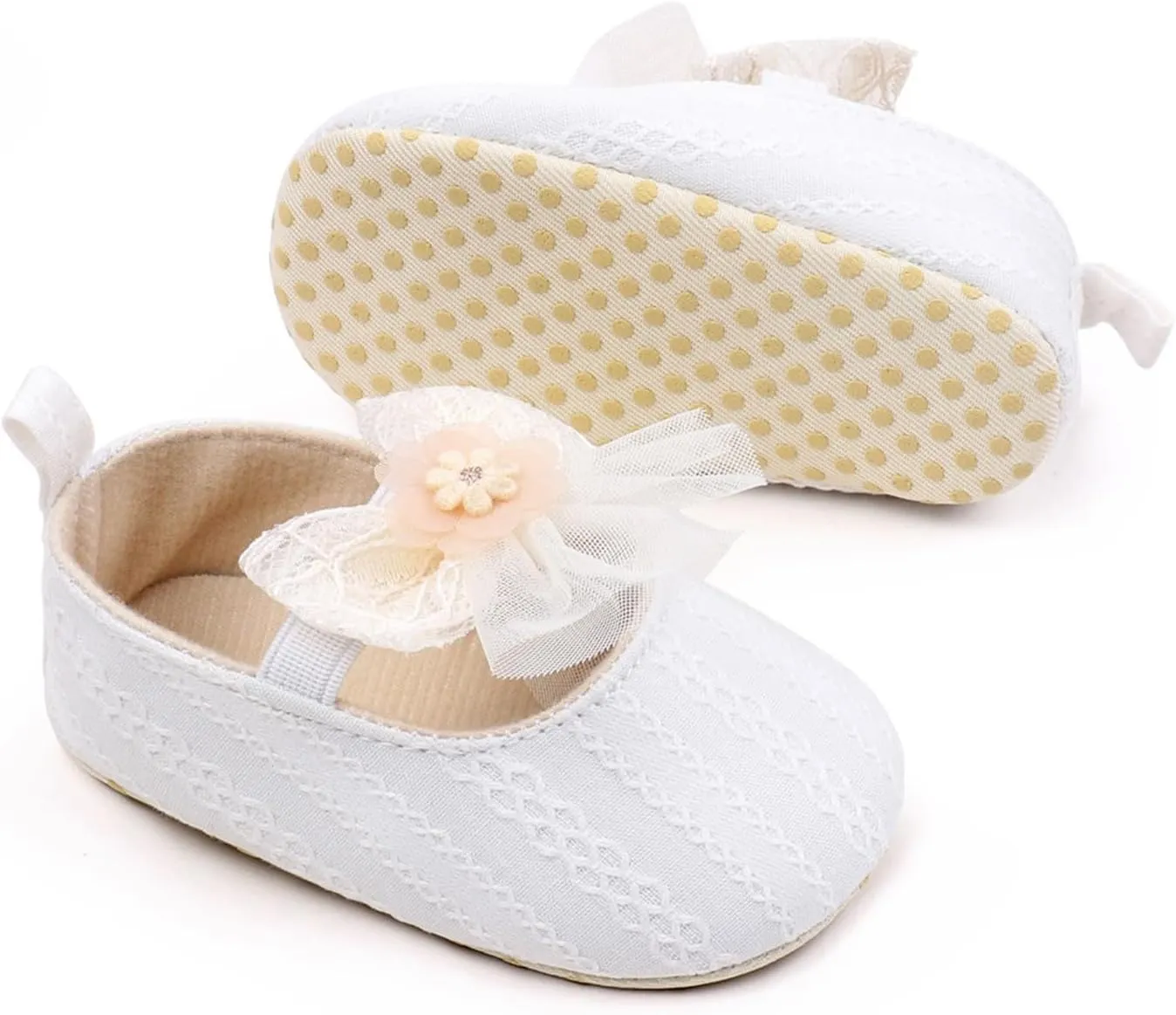 Baby Infant Canvas Sandals Bow Lace Strap Closed Toe Ankle Shoes Wedding Formal Newborn Princess Shoes Flat Non Slip