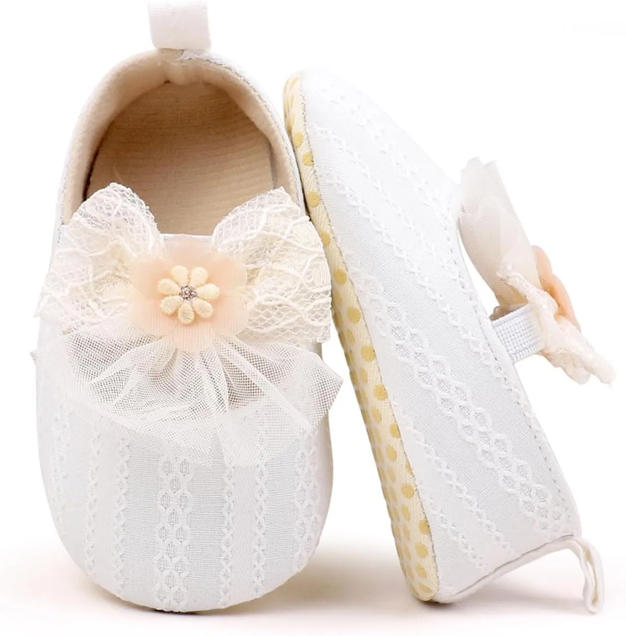 Baby Infant Canvas Sandals Bow Lace Strap Closed Toe Ankle Shoes Wedding Formal Newborn Princess Shoes Flat Non Slip