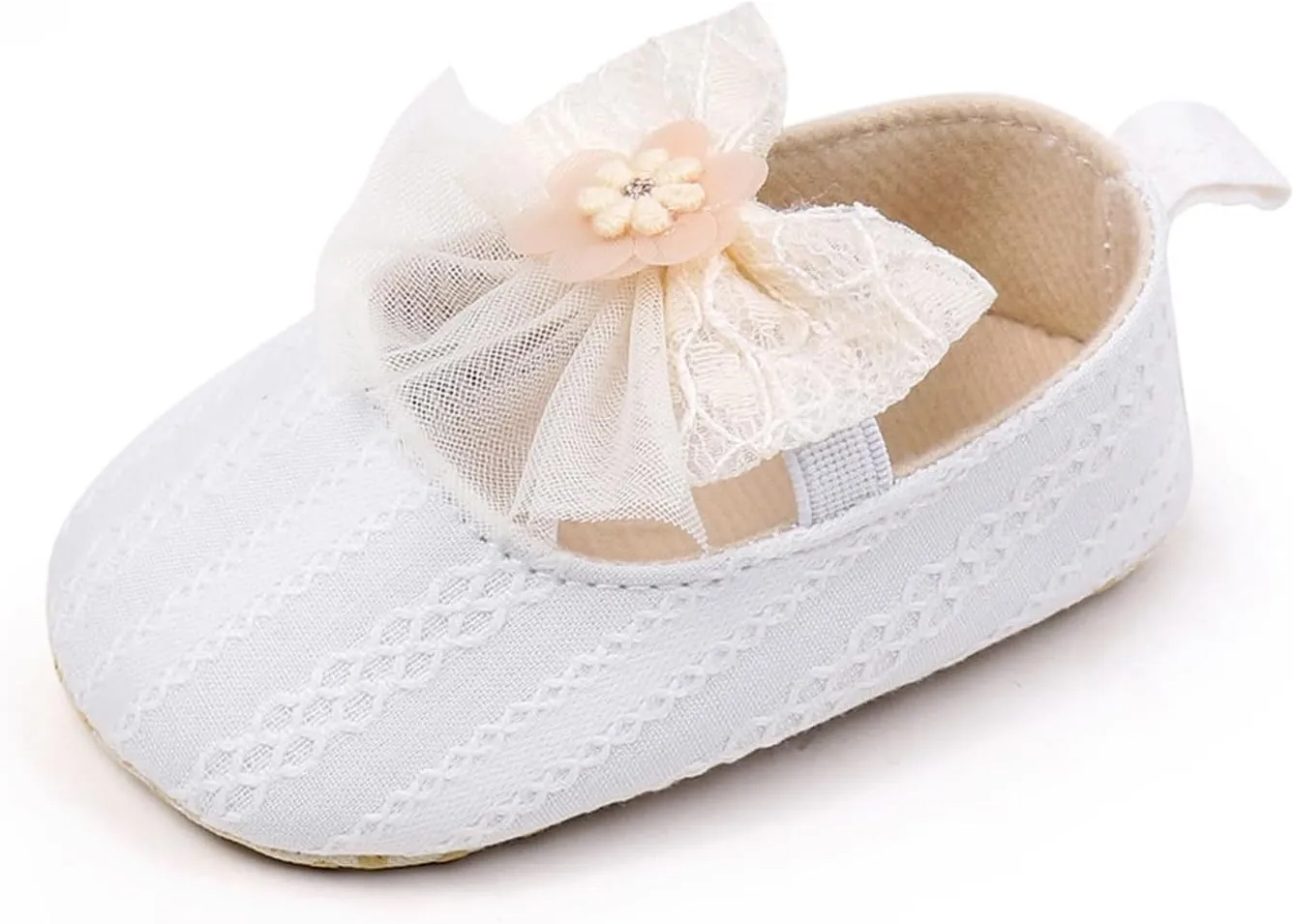 Baby Infant Canvas Sandals Bow Lace Strap Closed Toe Ankle Shoes Wedding Formal Newborn Princess Shoes Flat Non Slip