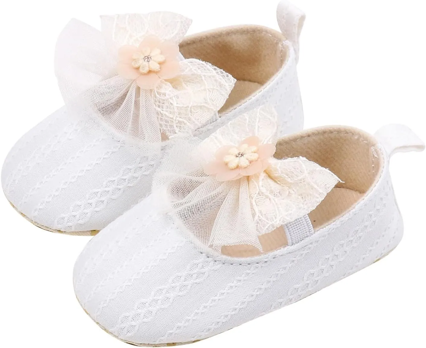 Baby Infant Canvas Sandals Bow Lace Strap Closed Toe Ankle Shoes Wedding Formal Newborn Princess Shoes Flat Non Slip