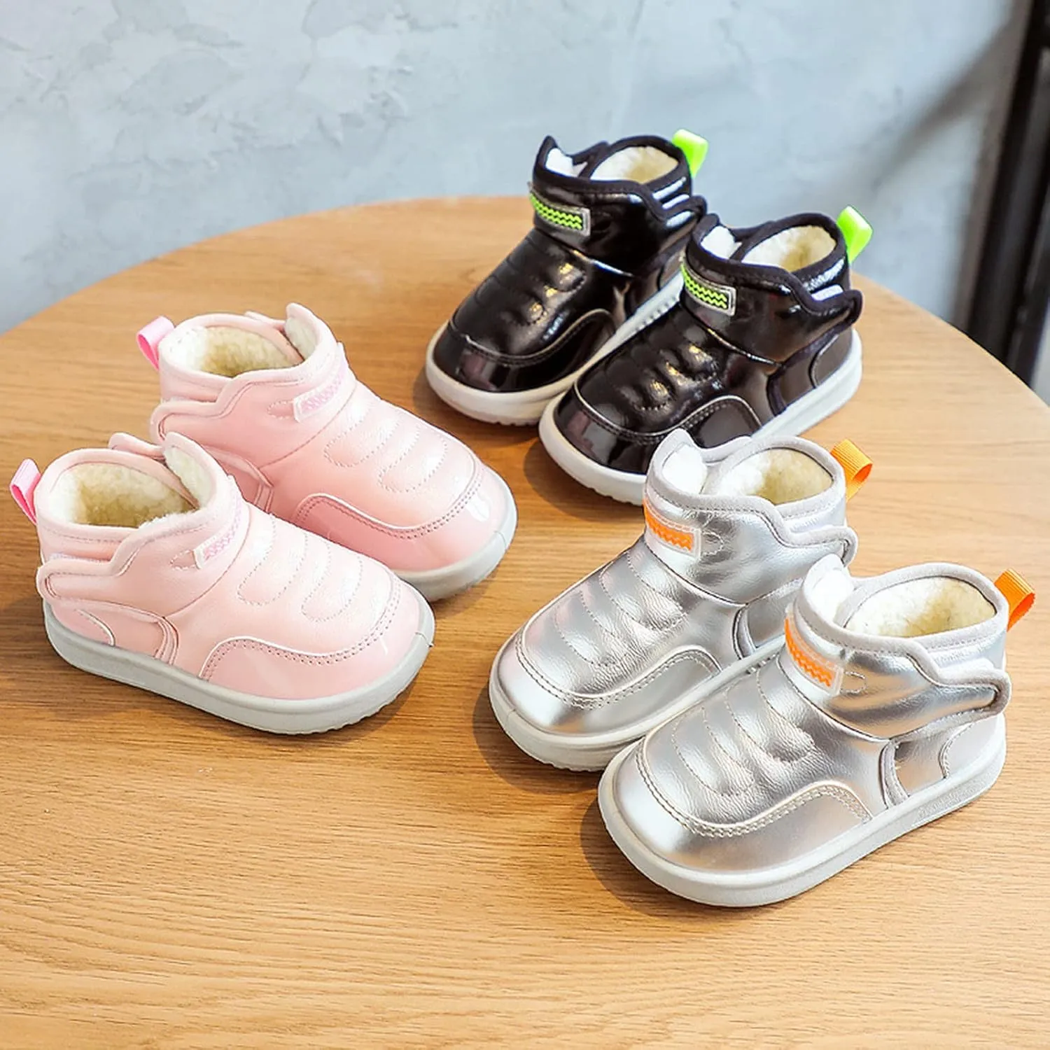 Baby Shoes Toddler Boots Fashion Soft Bottom Toddler Shoes Plus Velvet Thick Non Slip Sneaker Roller Skates for Girls