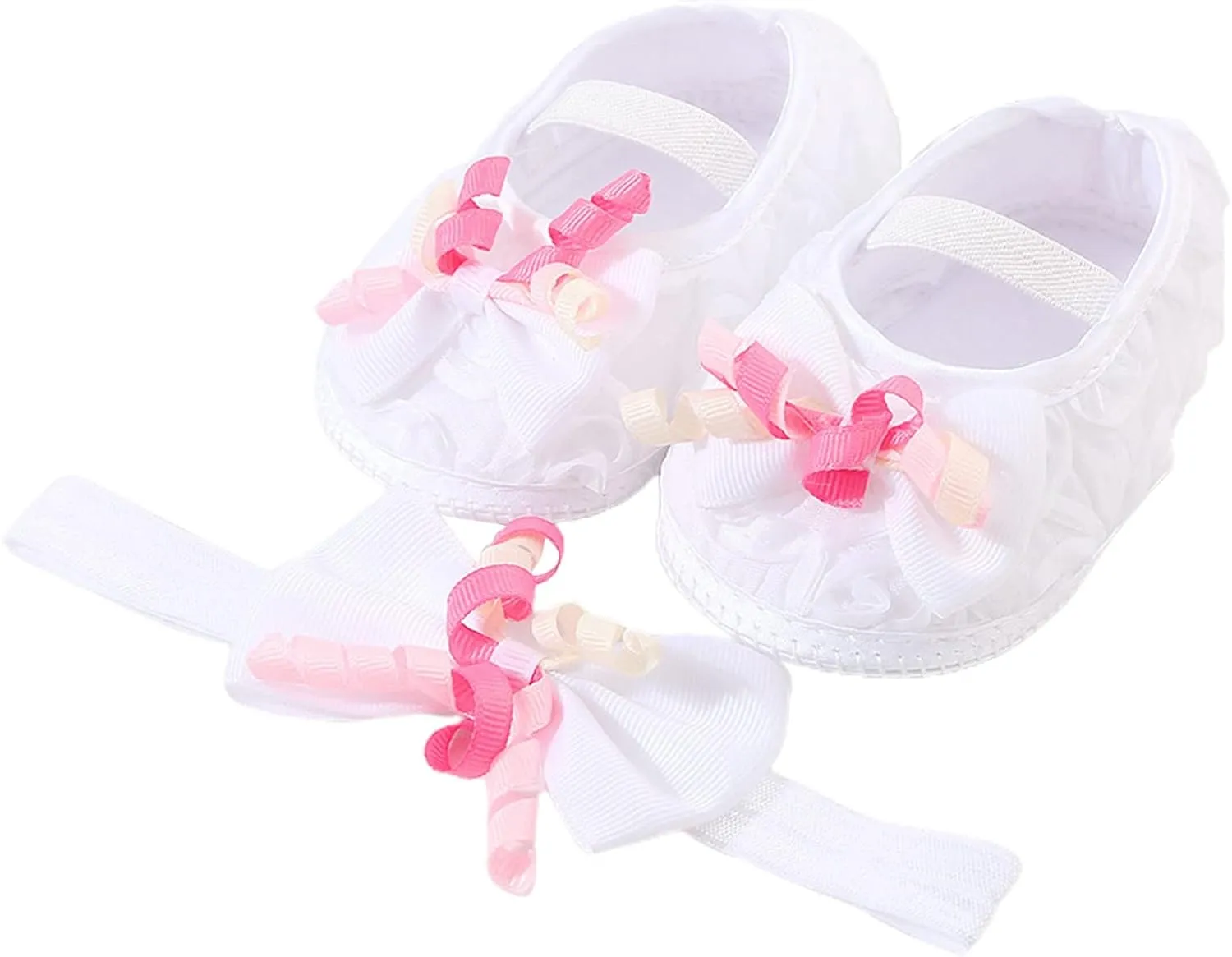 Baby Shoes with Hair Band Fashion Soft Soled Toddler Shoes Versatile Dress Flower Princess Shoes Toddler Shoes Kids Canvas Shoes
