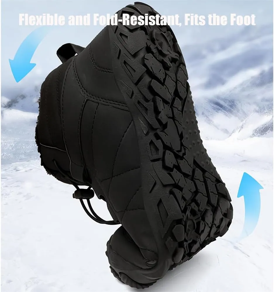 Barefoot shoes winter, Men's Women's Winter Snow Boots,Thickened Warm Fur Lined waterproof and non-slip hiking cotton boots
