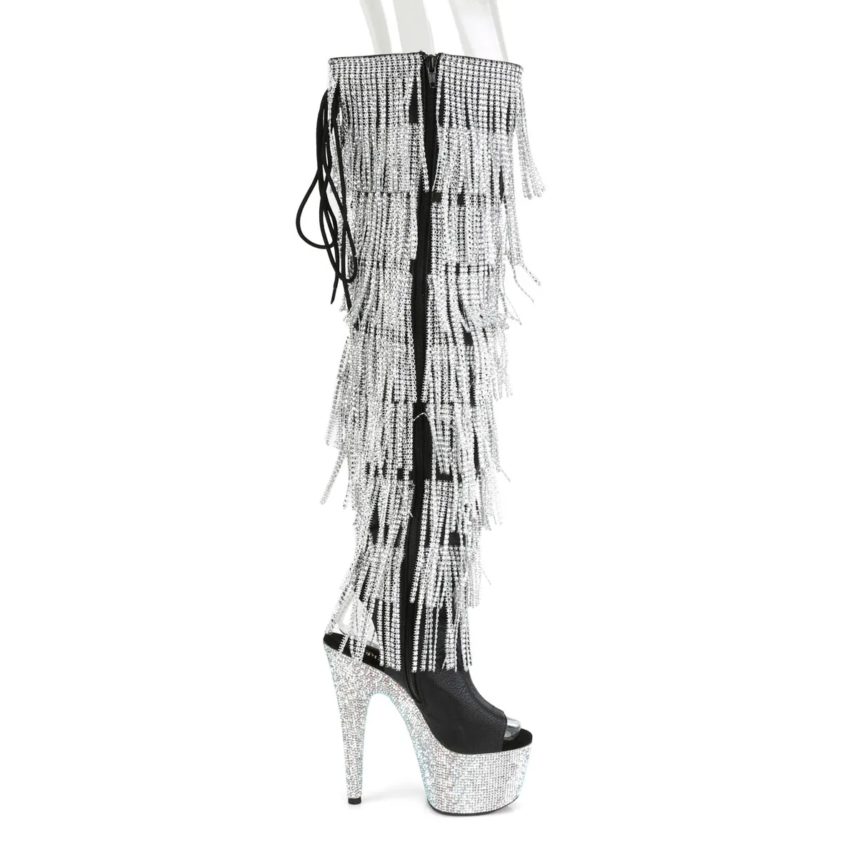 BEJEWELED-3019RSF-7 Pleaser Black Faux Leather Sexy Platform Shoes (Pole Dancing Heels)