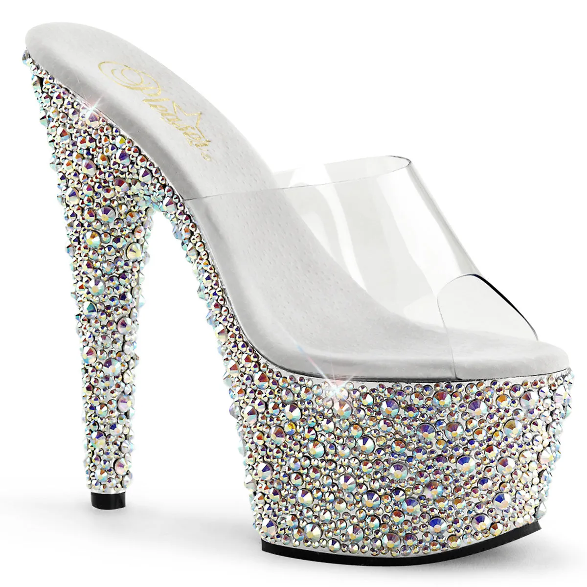 BEJEWELED-701MS Pleaser Clear/Silver Multi Sexy Platform Shoes (Pole Dancing Heels)