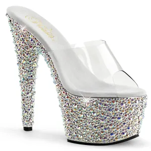 BEJEWELED-701MS Pleaser Clear/Silver Multi Sexy Platform Shoes (Pole Dancing Heels)