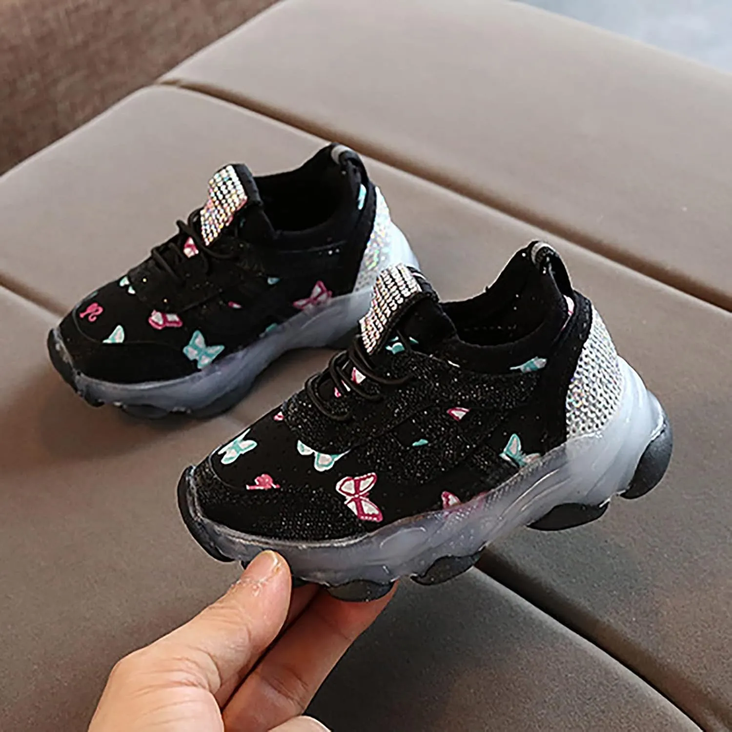 Black Shoes for Girls,Toddler Kids Shoes Breathable Infant Baby Soft Mesh Sneakers Shoes 1-6 Years