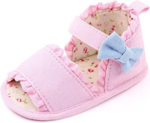 Boys Sandals Closed Toe Girls Sandals Baby Newborn Summer Sneakers Cute Colorful Bow Walking Shoes Sticky Straps Shoes