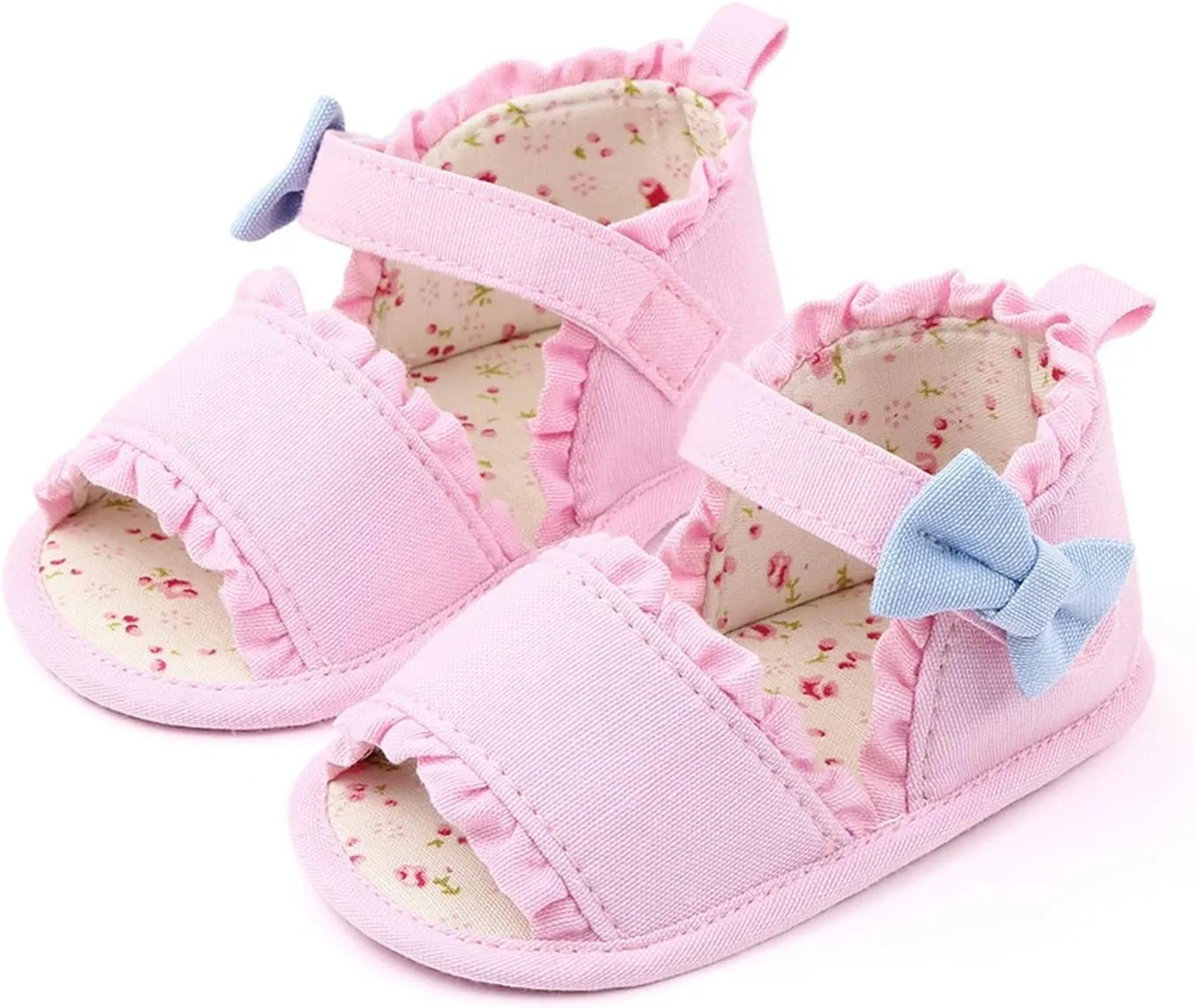 Boys Sandals Closed Toe Girls Sandals Baby Newborn Summer Sneakers Cute Colorful Bow Walking Shoes Sticky Straps Shoes