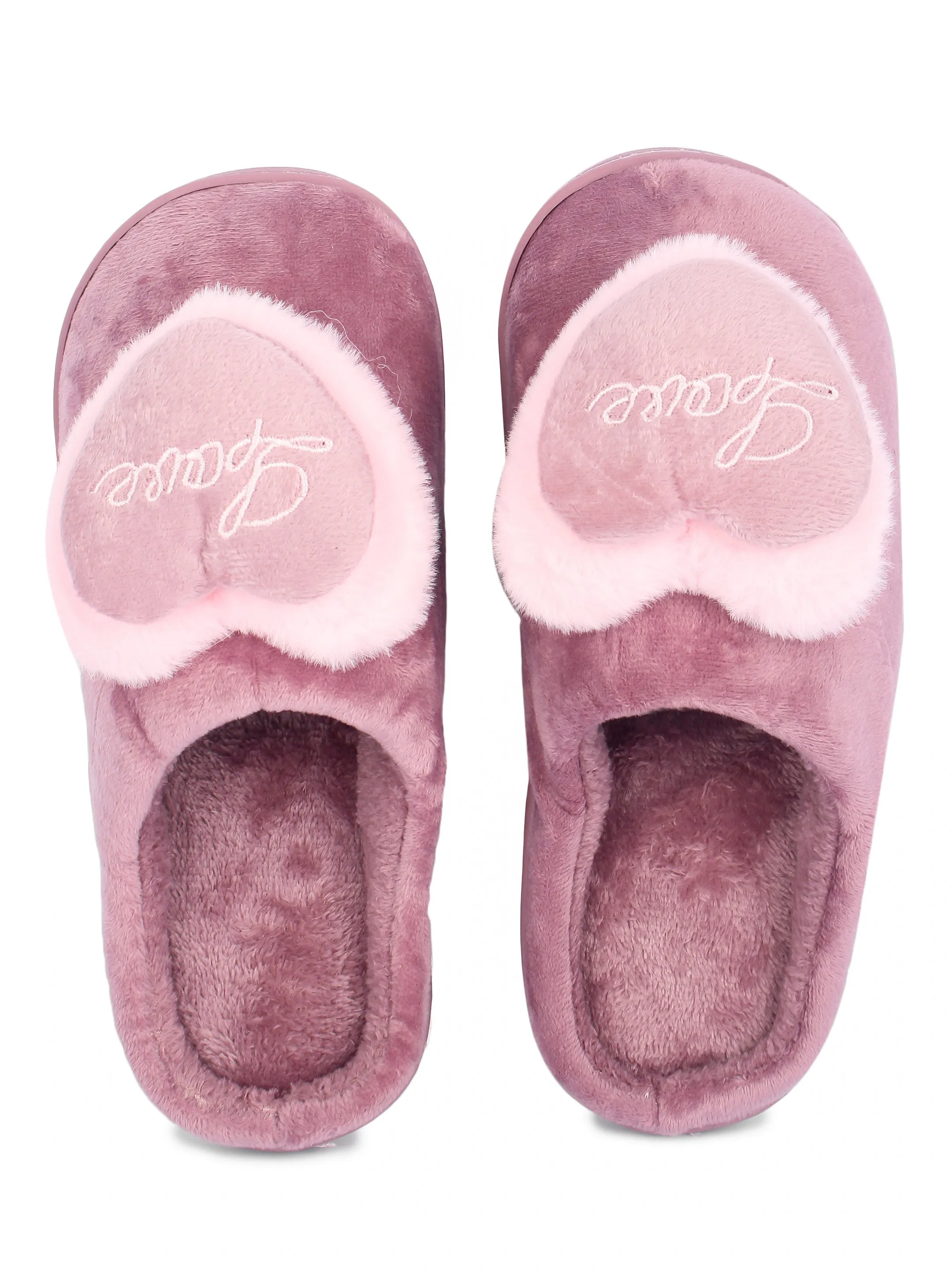 Brauch Women's Purple Love Heart Fur Winter Slippers
