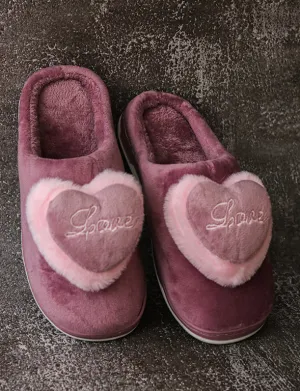 Brauch Women's Purple Love Heart Fur Winter Slippers