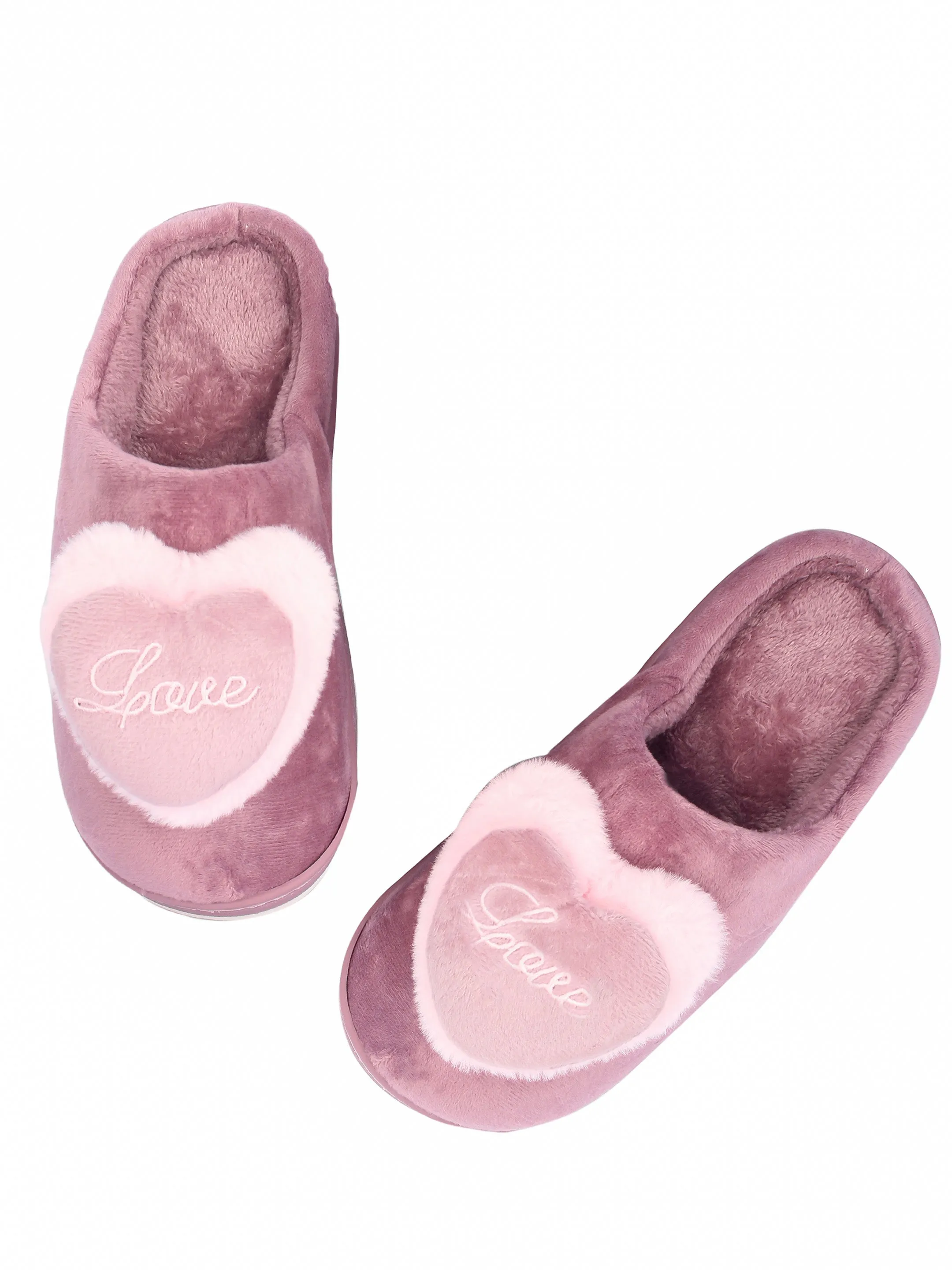 Brauch Women's Purple Love Heart Fur Winter Slippers