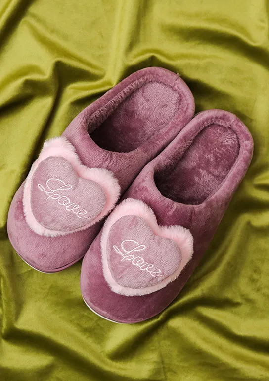 Brauch Women's Purple Love Heart Fur Winter Slippers