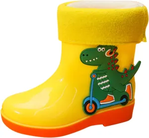Children Infants Baby Boys Girls Soft And Warm Shoes Cartoon Dinosaur Water Proof Rain Boot Swim Shoes for
