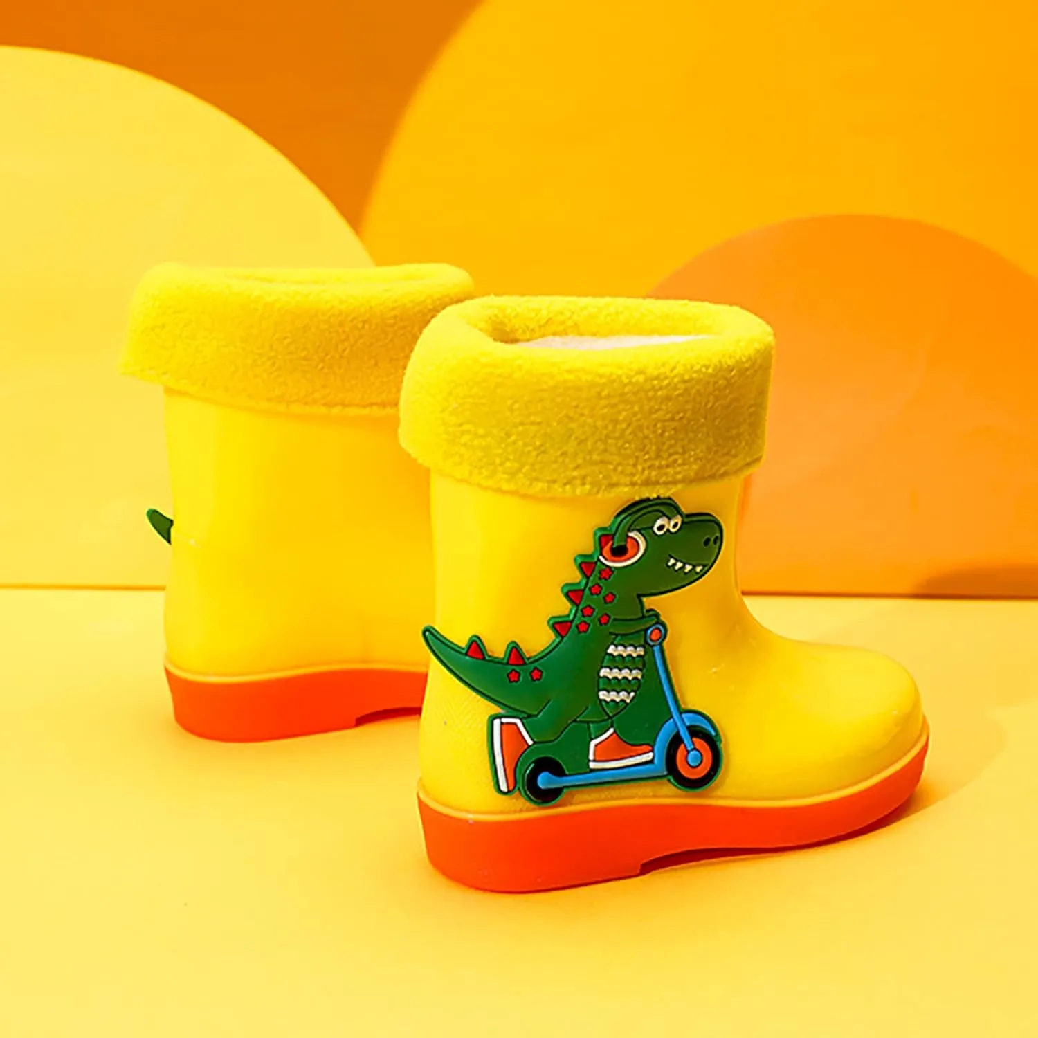 Children Infants Baby Boys Girls Soft And Warm Shoes Cartoon Dinosaur Water Proof Rain Boot Swim Shoes for