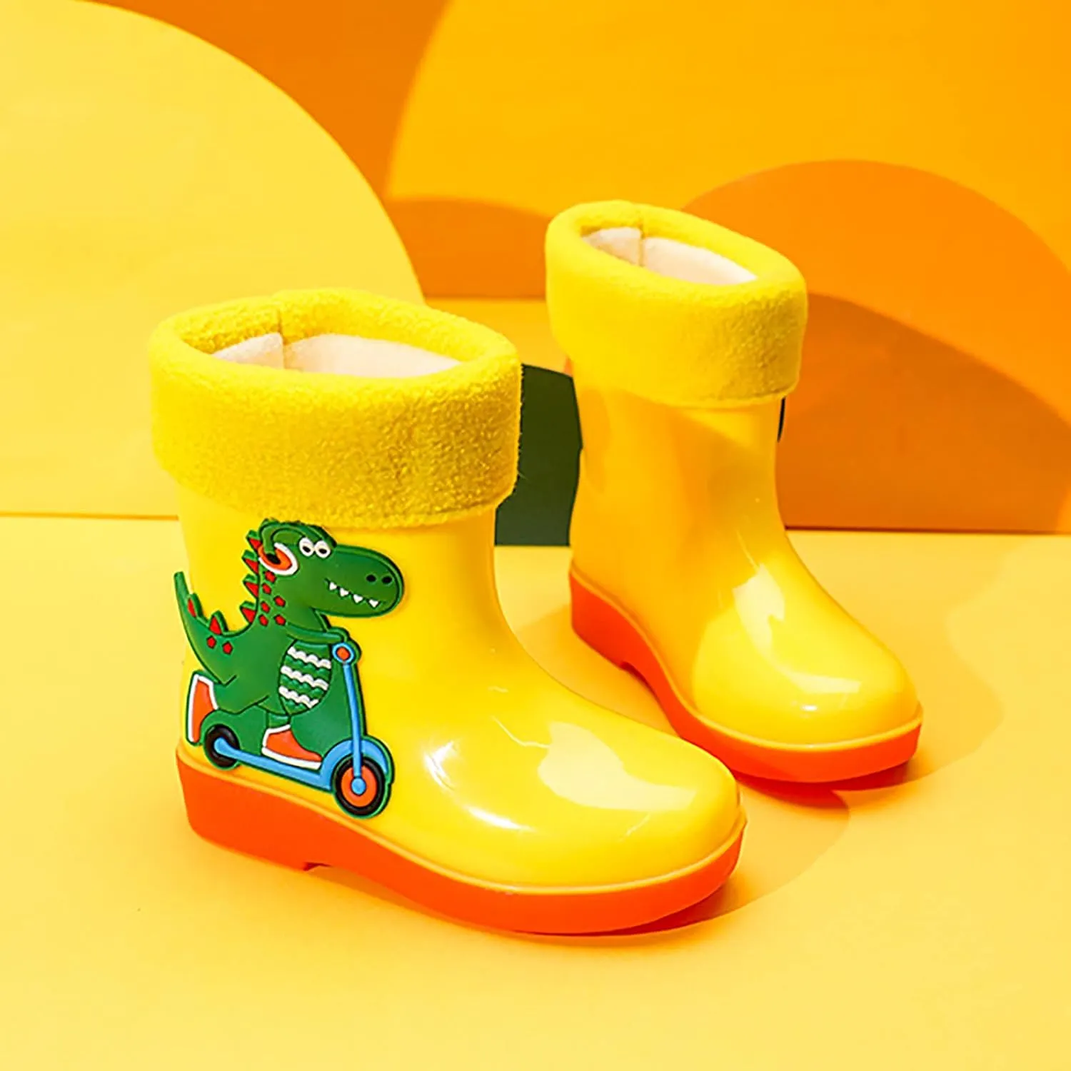 Children Infants Baby Boys Girls Soft And Warm Shoes Cartoon Dinosaur Water Proof Rain Boot Swim Shoes for