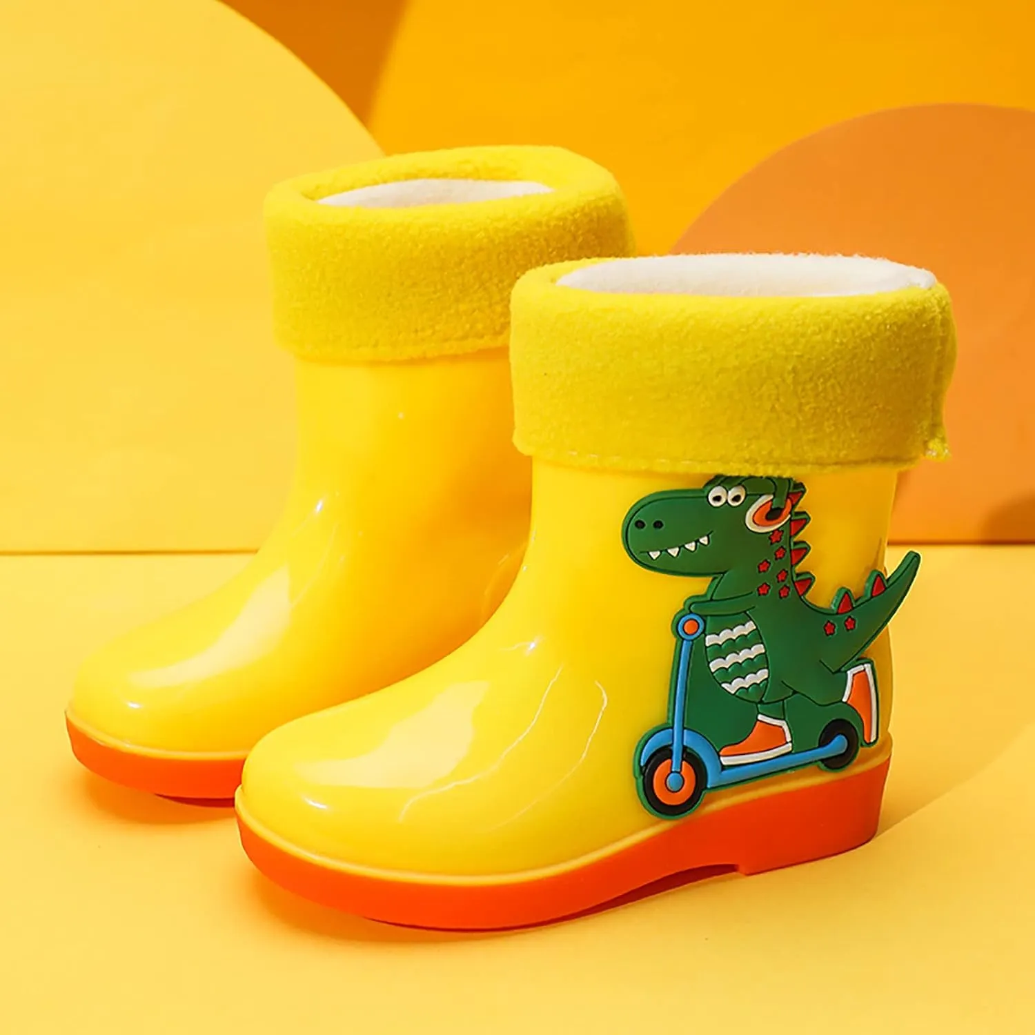 Children Infants Baby Boys Girls Soft And Warm Shoes Cartoon Dinosaur Water Proof Rain Boot Swim Shoes for