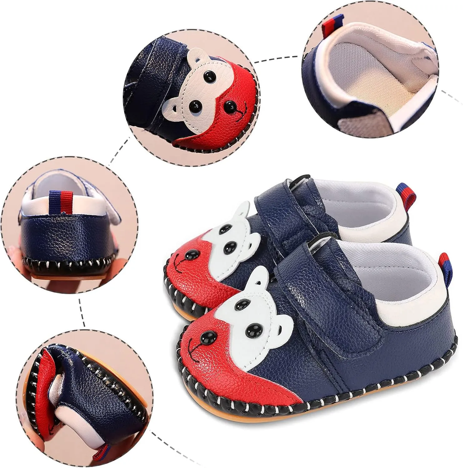 Cute ??artoon Prewalkers Shoes for Infant Baby Boys Girls Soft Sole Leather Non Slip Comfortable Sports Footwear