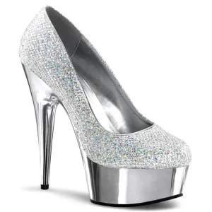 DELIGHT-685G Pleaser Silver Multi Gltr/Silver Chrome Platform Shoes [Sexy Shoes]