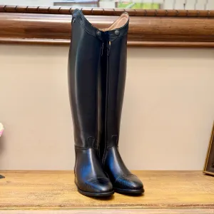 Derby Prestige Riding Boots - Black Leather with Black Croc Top Design