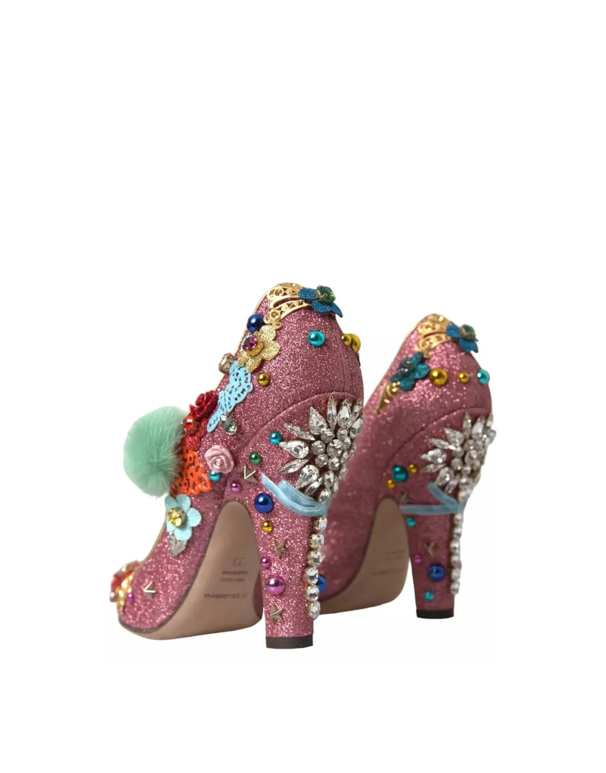 Embellished Fur Mary Jane Pumps