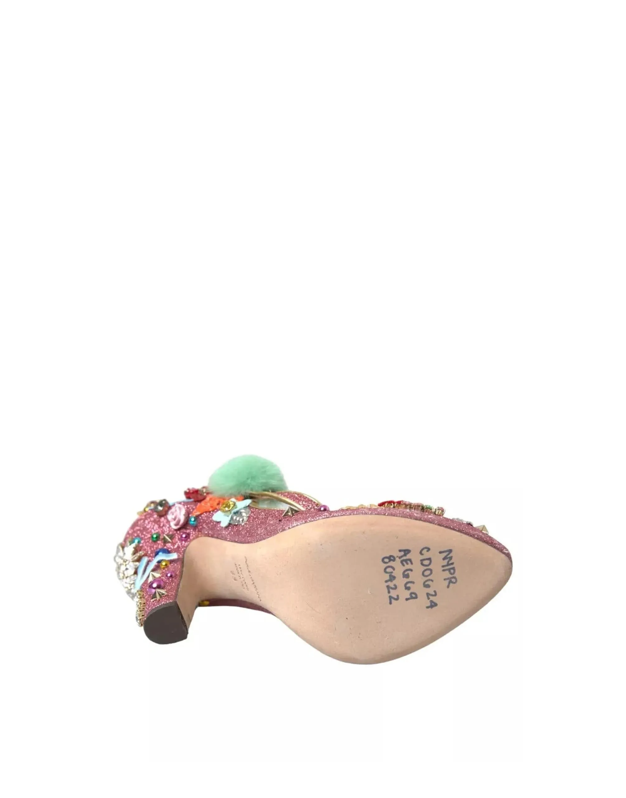 Embellished Fur Mary Jane Pumps