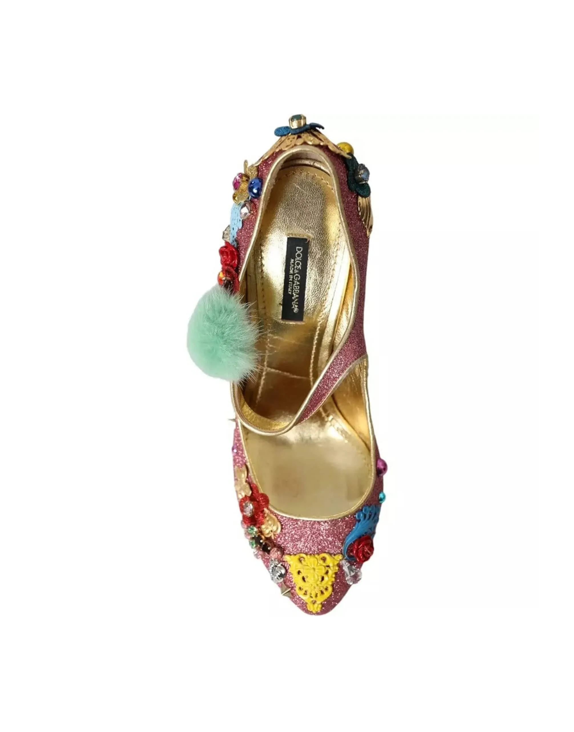 Embellished Fur Mary Jane Pumps