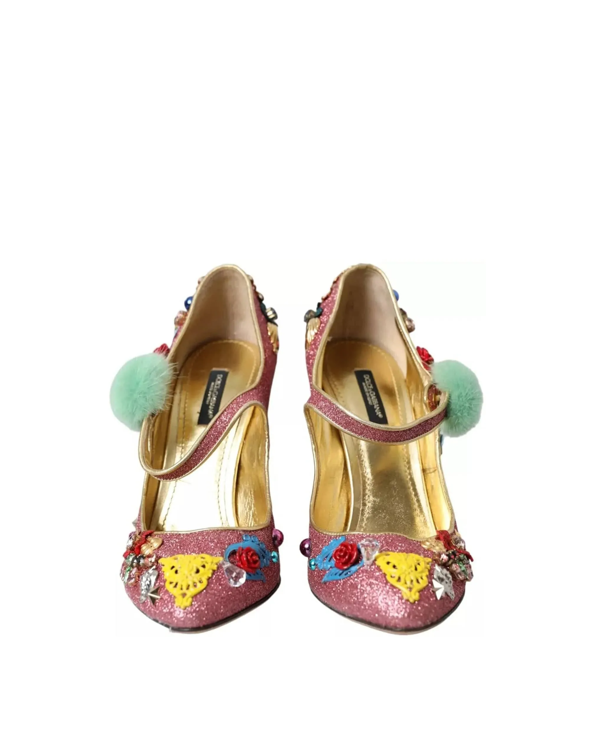 Embellished Fur Mary Jane Pumps