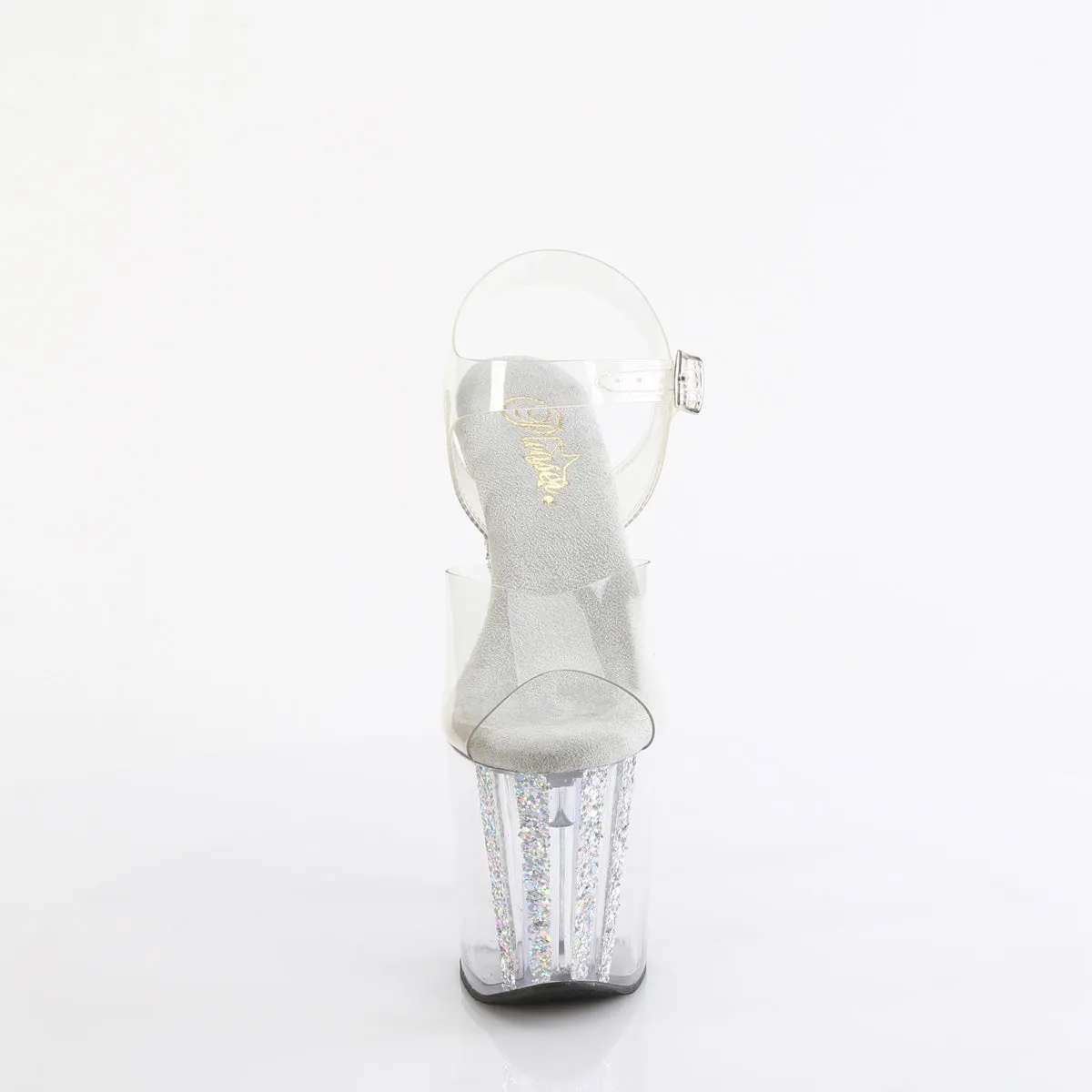 ENCHANT-708AQUA-04 Pleaser Clear/Silver Sexy Platform Shoes (Pole Dancing Heels)