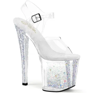 ENCHANT-708AQUA-04 Pleaser Clear/Silver Sexy Platform Shoes (Pole Dancing Heels)