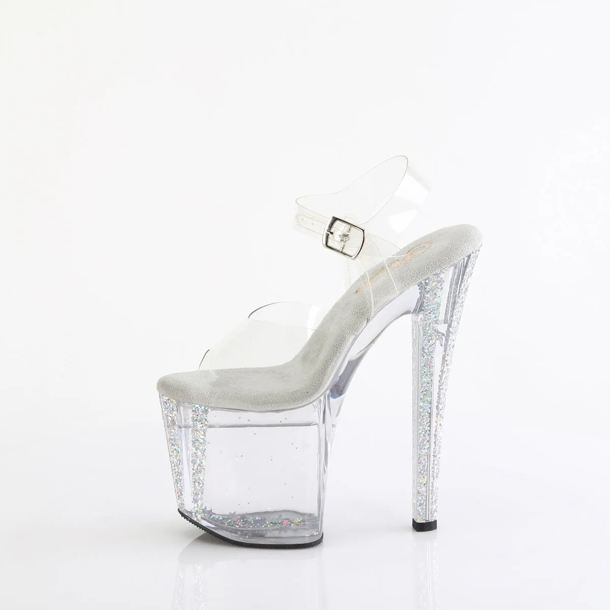 ENCHANT-708AQUA-04 Pleaser Clear/Silver Sexy Platform Shoes (Pole Dancing Heels)