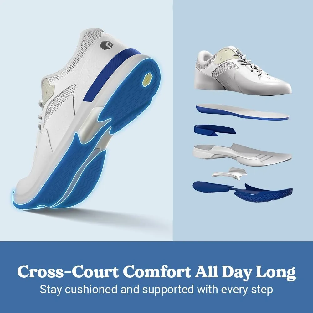 FitVille Mens Wide Pickleball Shoes All Court Tennis Shoes with Arch Support for Plantar Fasciitis