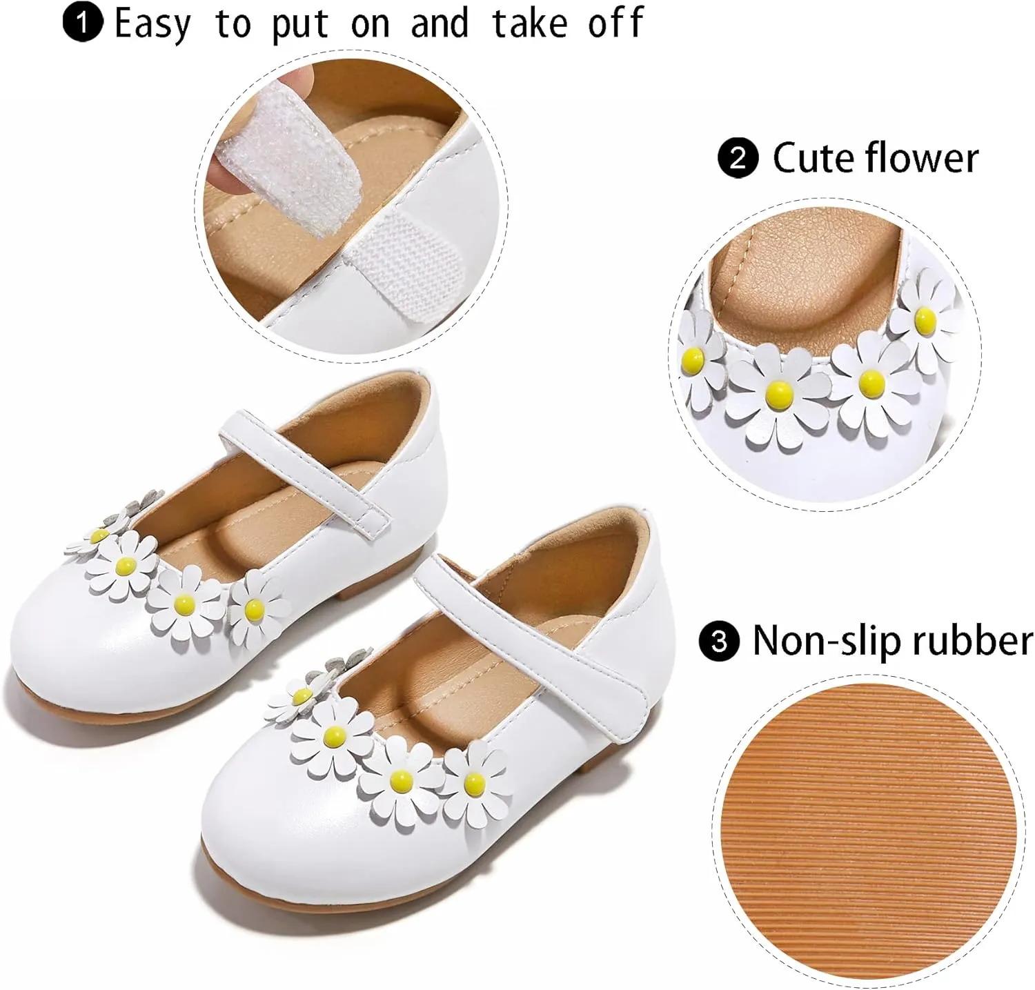 GINFIVE Toddler Girls Mary-Jane Little Girls Slip On Shoes Glitter Ballerina Flats Toddler