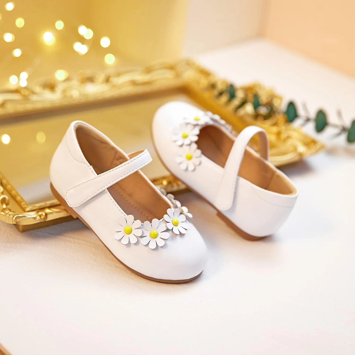 GINFIVE Toddler Girls Mary-Jane Little Girls Slip On Shoes Glitter Ballerina Flats Toddler