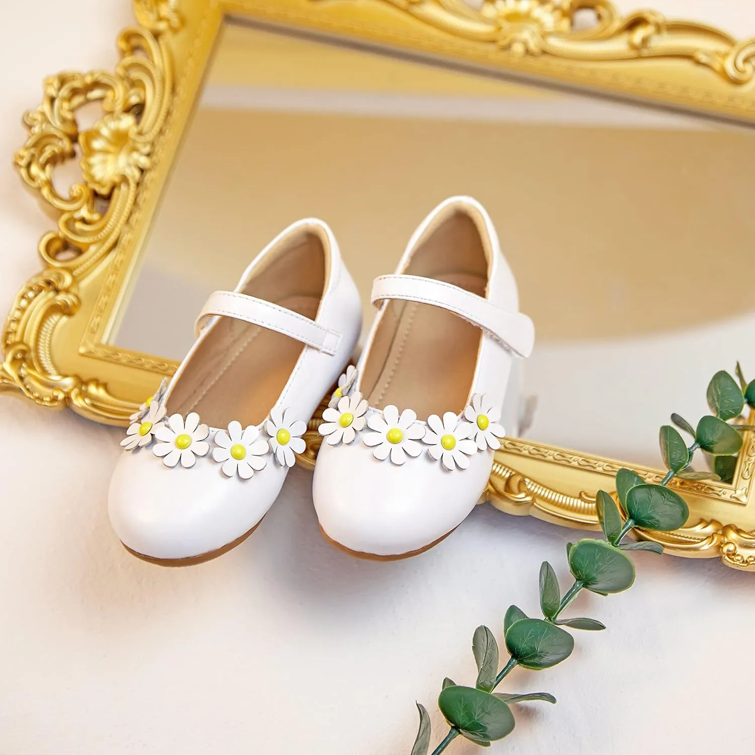 GINFIVE Toddler Girls Mary-Jane Little Girls Slip On Shoes Glitter Ballerina Flats Toddler