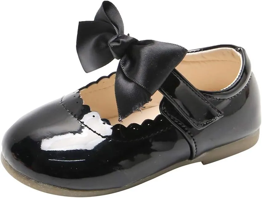 Girls Bow Sneaker Kids Flower Girl Dress Shoes Girl Ballet Flat P??rty School Shoes Wedding Leather Soft Sole Non Slip