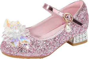 Girls Dress Adorable ??parkle Mary Jane Heel for Wedding Party Toddler Flower Buckle Flat for Little/Big Kids