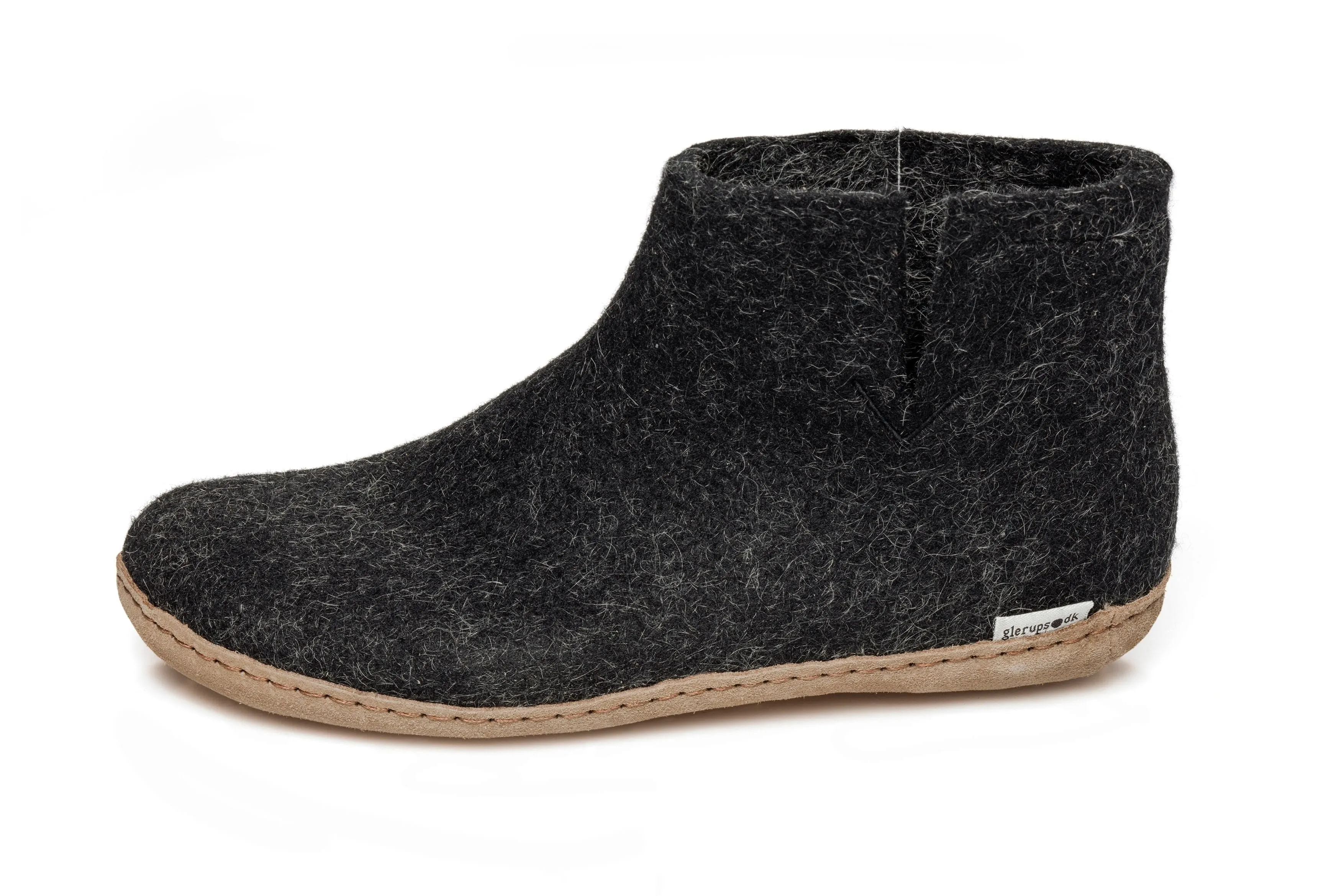Glerups Slipper: Boot, Charcoal, Leather G-02-00