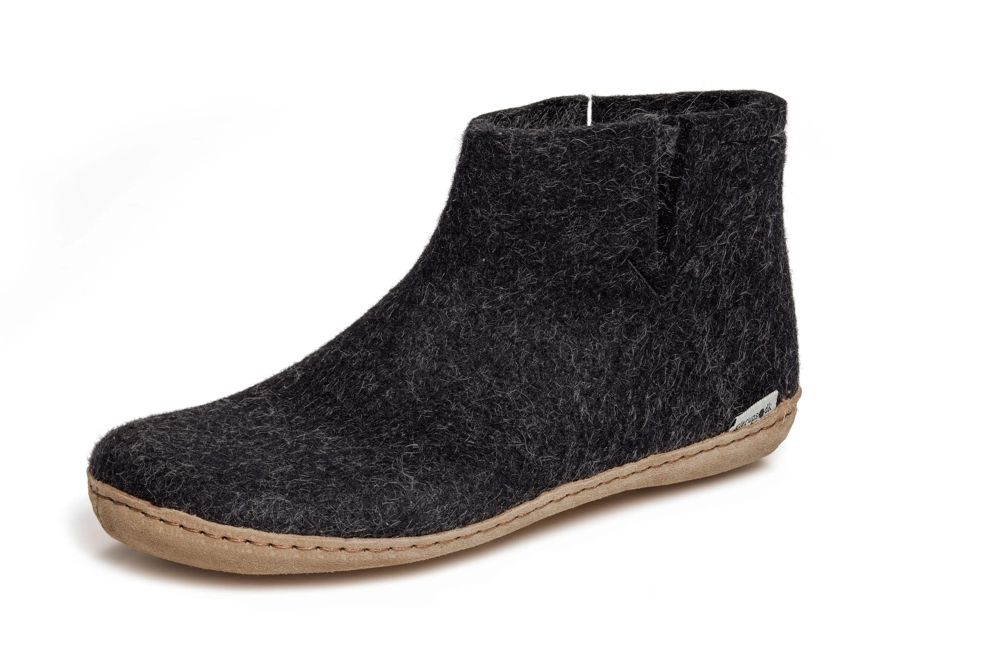 Glerups Slipper: Boot, Charcoal, Leather G-02-00