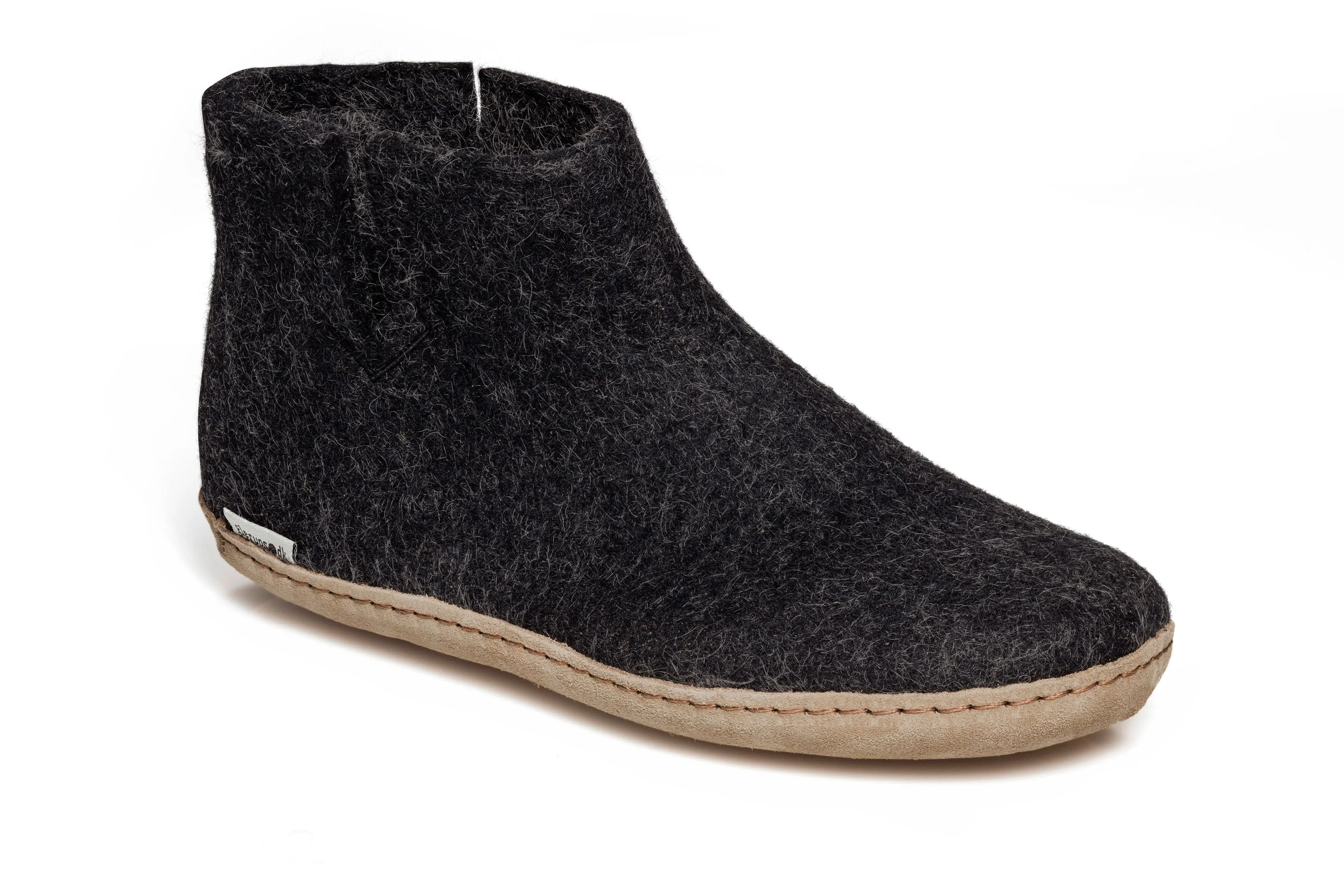 Glerups Slipper: Boot, Charcoal, Leather G-02-00