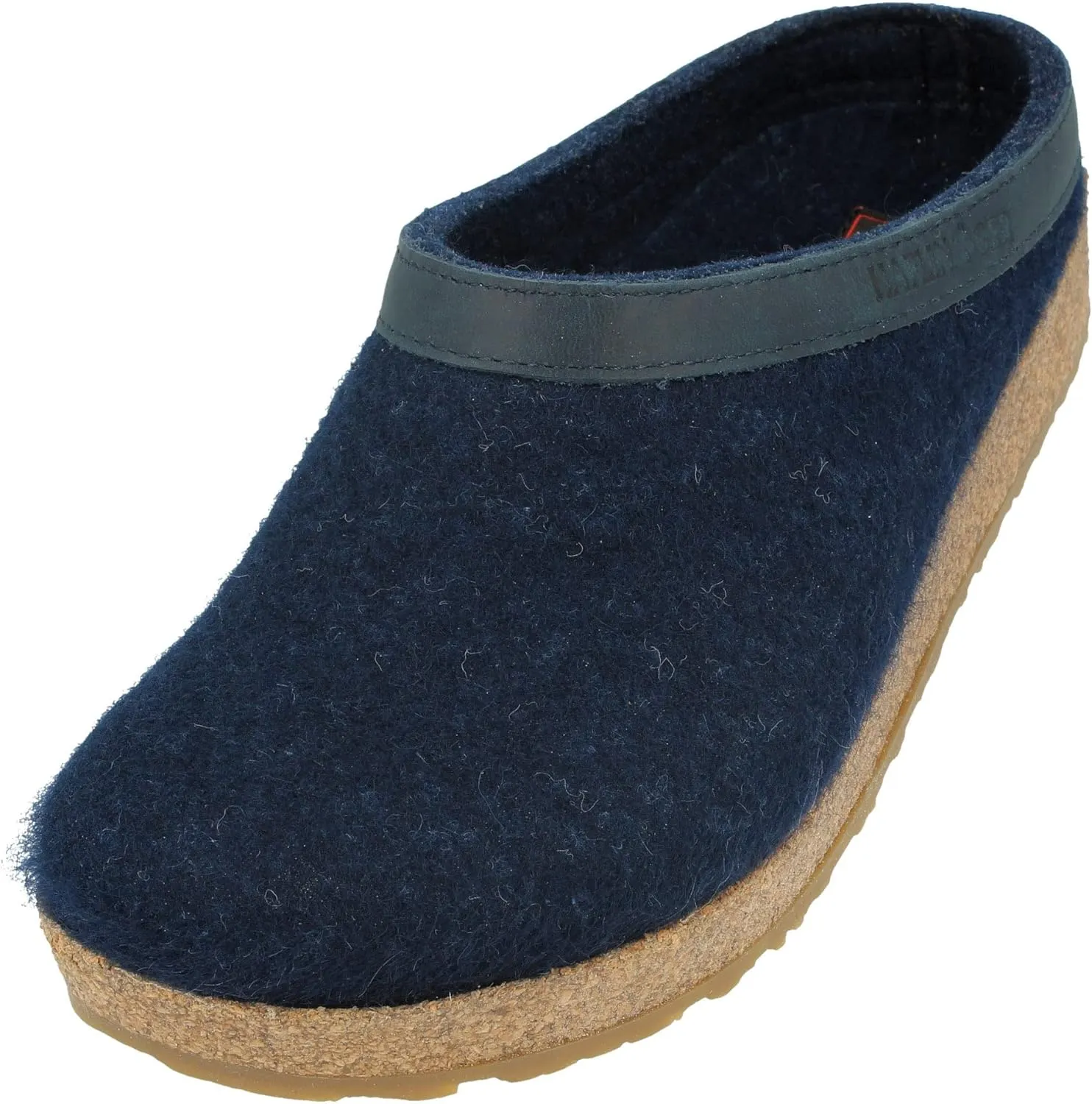 HAFLINGER Unisex GZL Leather Trimmed Wool Clogs, Captains Blue, 40EU