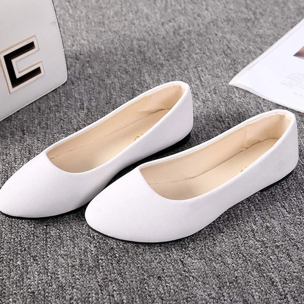 Hbeylia Ballet Flats For Women Ladies Lightweight Comfort Pointed Toe Low Heels Slip On Flats Walking Loafers Dress Oxfords Sneakers Shoes For Beach Travel Dancer